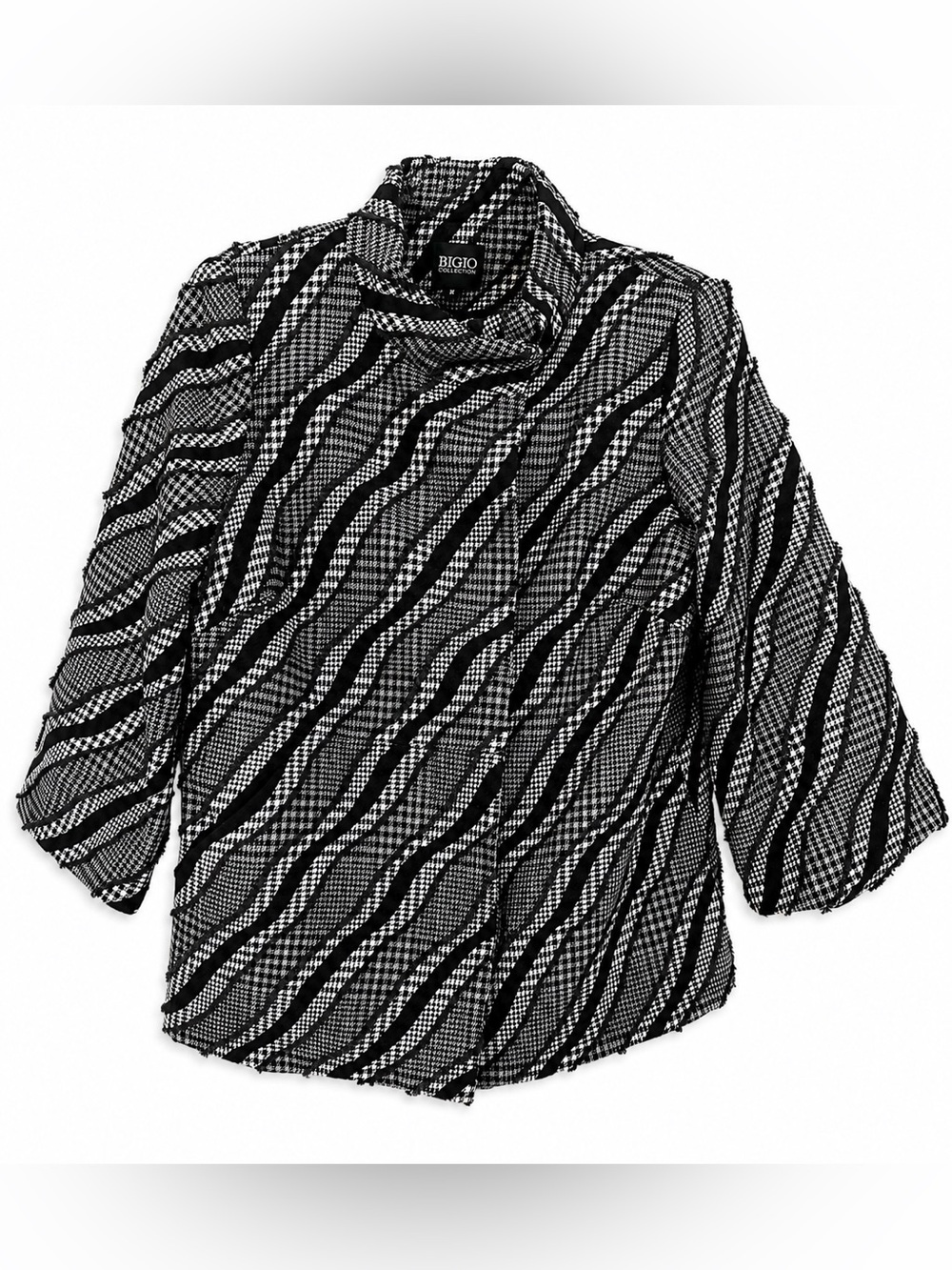 Vintage Bigio Collection Wearable Art Zebra Houndstooth Textured Jacket Blazer
